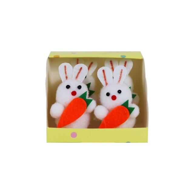 Bunnies With Carrots Easter Decorations   4 per pack