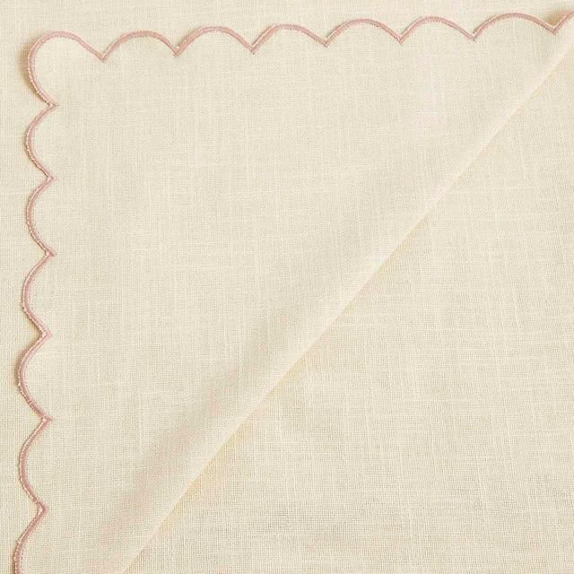 M&S Embroidered Edge Scallop Table Cloth Natural GOODS M&S   