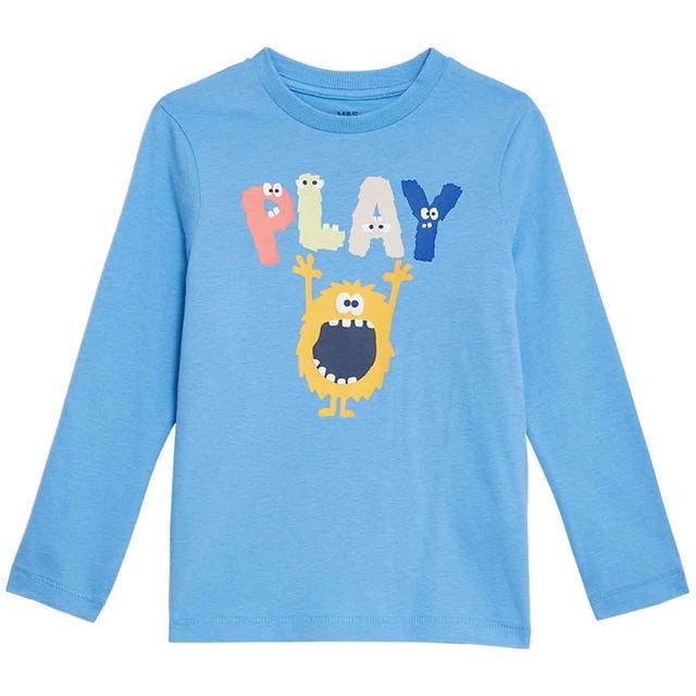 M&S Monster Graphic Top 5-6 Y Blue