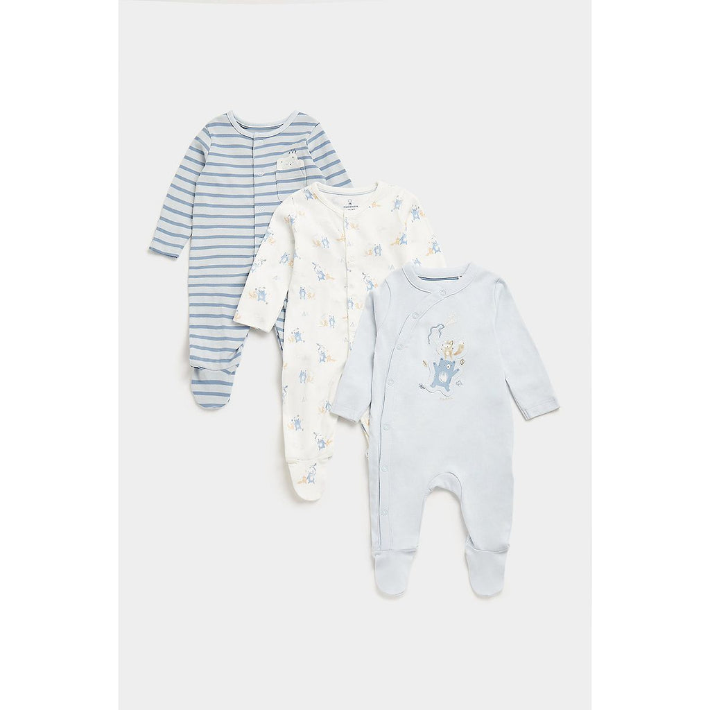 Mothercare My First Woodland All-in-Ones - 3 Pack