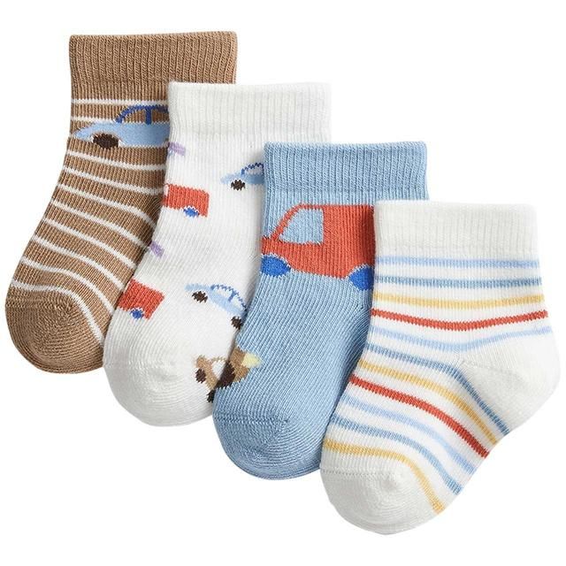 M&S Boys Cotton Transport Baby Socks 4 Pack 0-6 Months   4 per pack GOODS M&S   