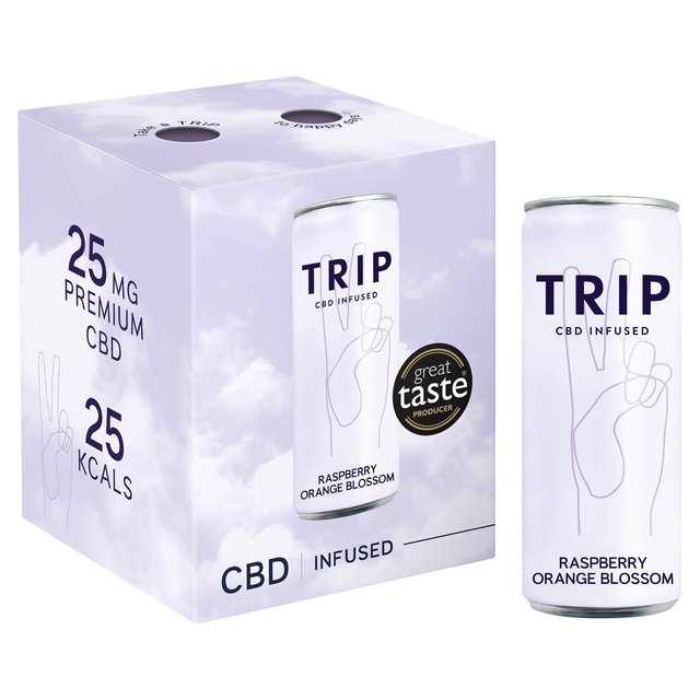 TRIP CBD Infused Raspberry Orange Blossom    4 x 250ml GOODS M&S   