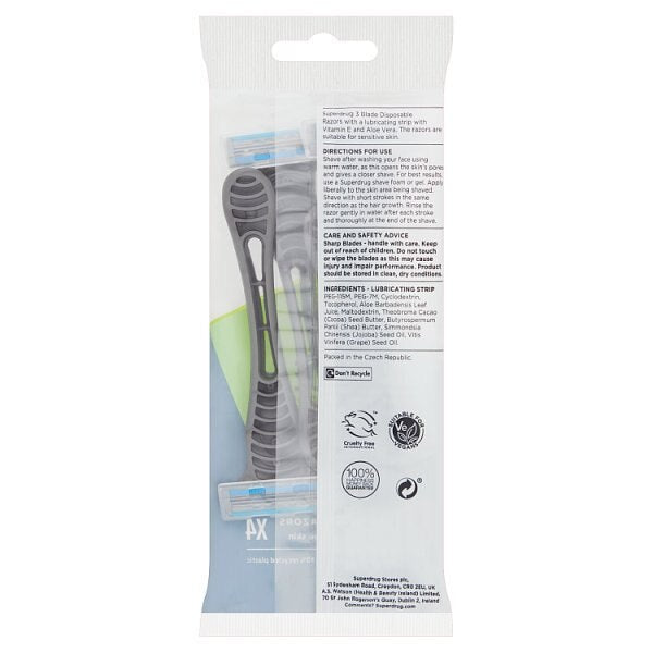 Superdrug Male 3 Blade Disposable Razors x4