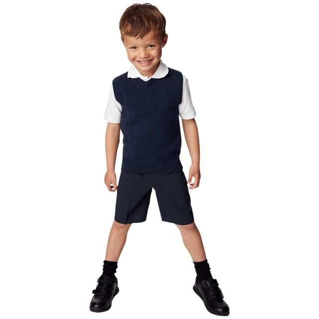 M&S Boys 2 Pack Regular Leg School Shorts Navy 3-14 Years