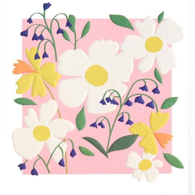 Pink Floral Blank Card GOODS M&S   