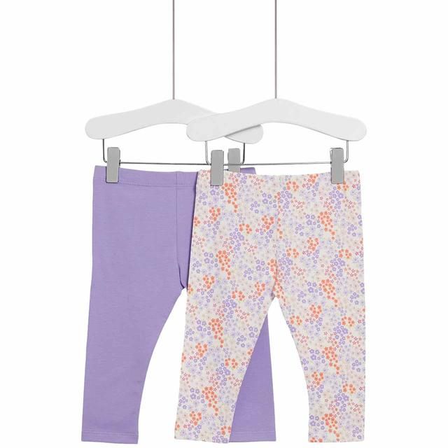 M&S Cotton Lilac Leggings 0 Months-3 Years