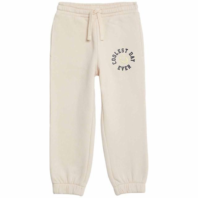 M&S Smiley Face Slogan Joggers 2-7 Years Stone