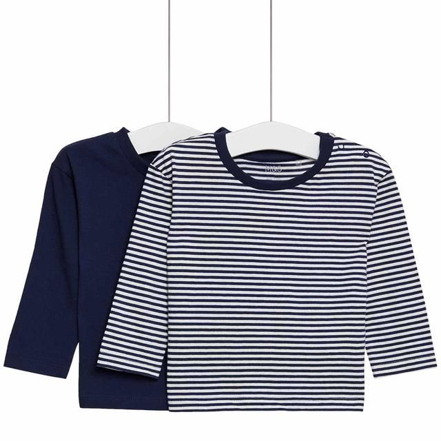 M&S Stripe Long Sleeve Tops 2 Pack 0 Months-3 Years