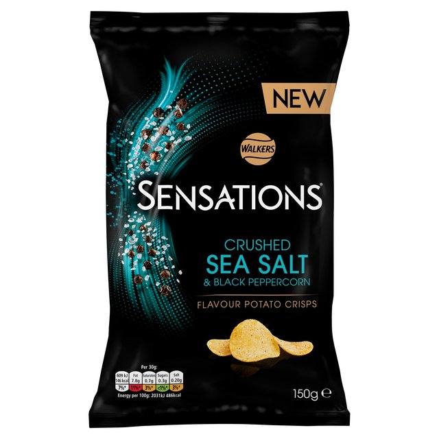 Walkers Sensations Crushed Salt & Black Peppercorn Sharing Crisps   150g GOODS M&S   