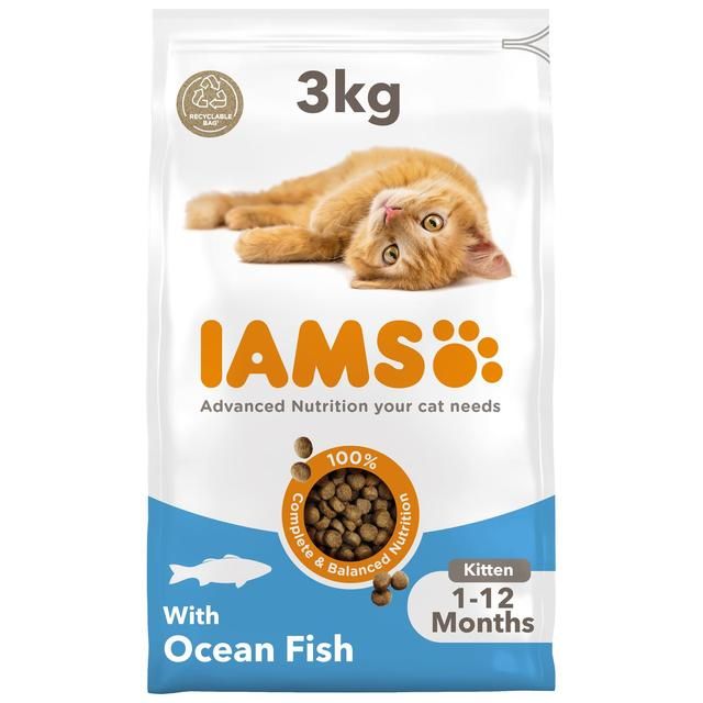 IAMS 1-12 Months Kitten Dry Cat Food Ocean Fish   3kg