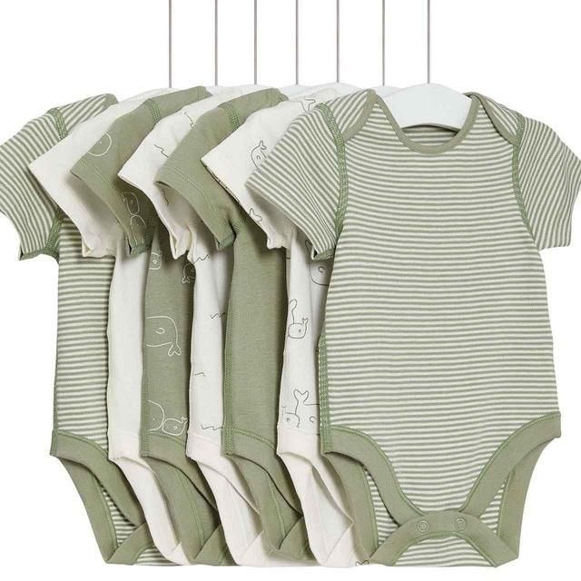 M&S Whale Bodysuits Newborn-3 Years Green