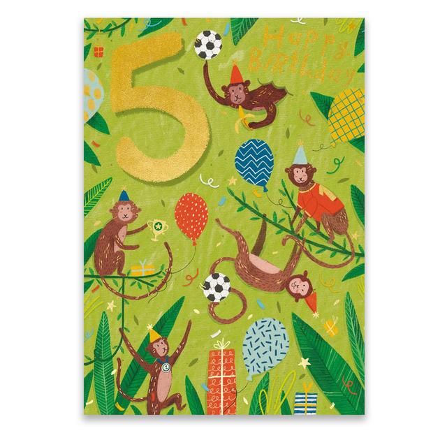 Monkeying Around 5th Birthday Card GOODS M&S   