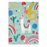 Llama 6th Birthday Card GOODS M&S   