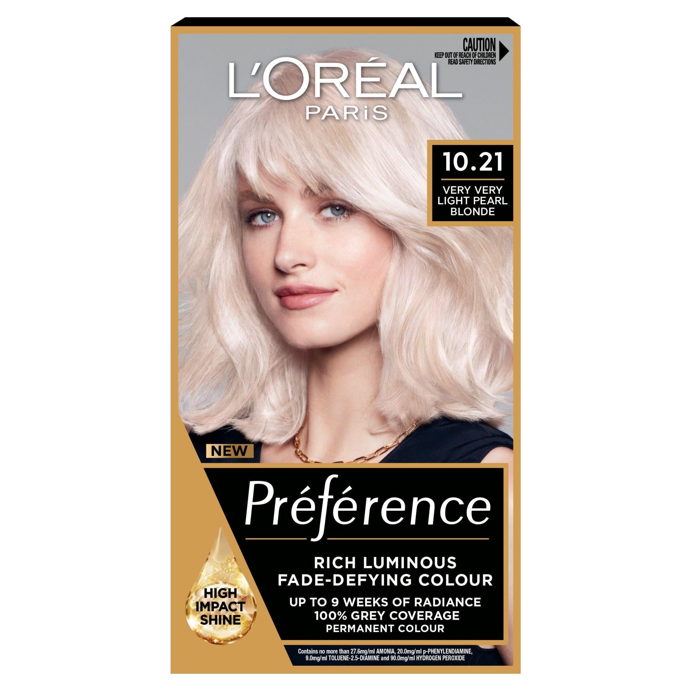 L'Oreal Paris Preference Permanent Hair Dye Stockholm Verry Very Light Pearl Blonde 10.21 Blonde Sainsburys   