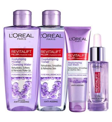 L’Oreal Paris Revitalift Filler Hyaluronic Acid Evening Skincare Routine Bundle GOODS Boots   