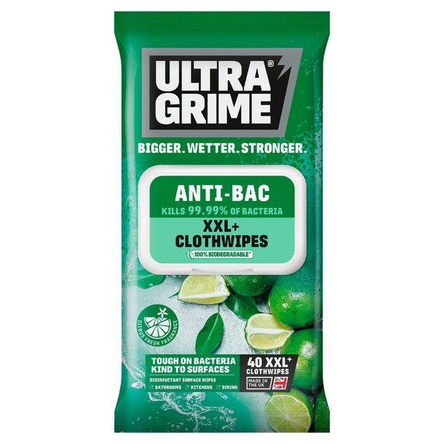 UltraGrime Anti-Bac XXL Clothwipes   40 per pack GOODS M&S   