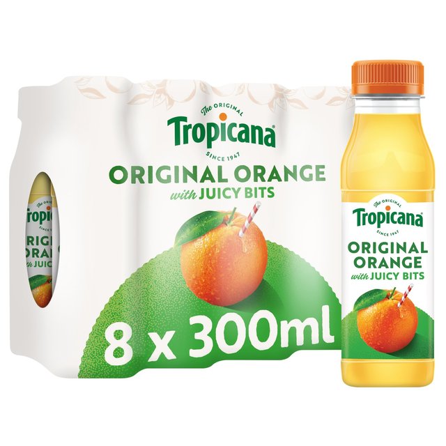 Tropicana Pure Orange Fruit Juice with Bits    8 x 300 per pack GOODS M&S   