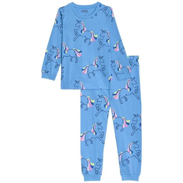 M&S Unicorn Pyjama 2-7 Years Blue