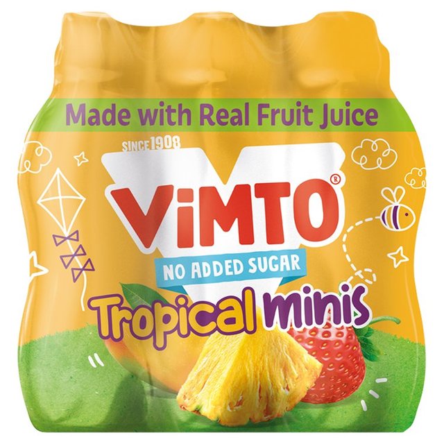 Vimto Original No Added Sugar Tropical Kids Juice Drinks   6 x 250ml