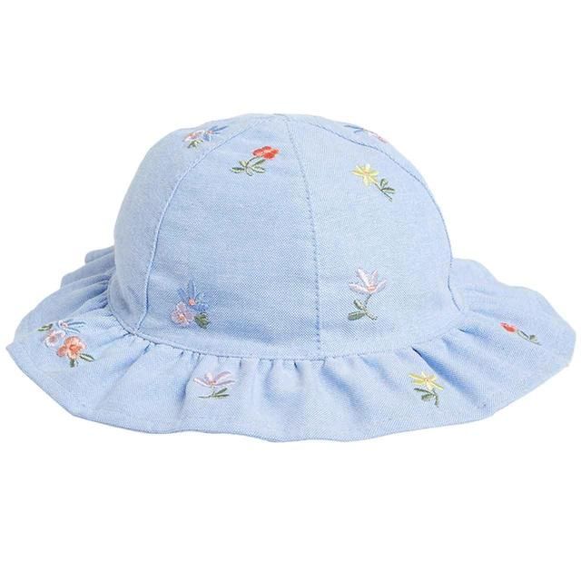 M&S Floral Summer Hat 0-12 Months Blue