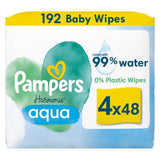 Pampers Harmonie  Aqua Plastic Free Baby Wipes X4   4 x 48 per pack GOODS M&S   