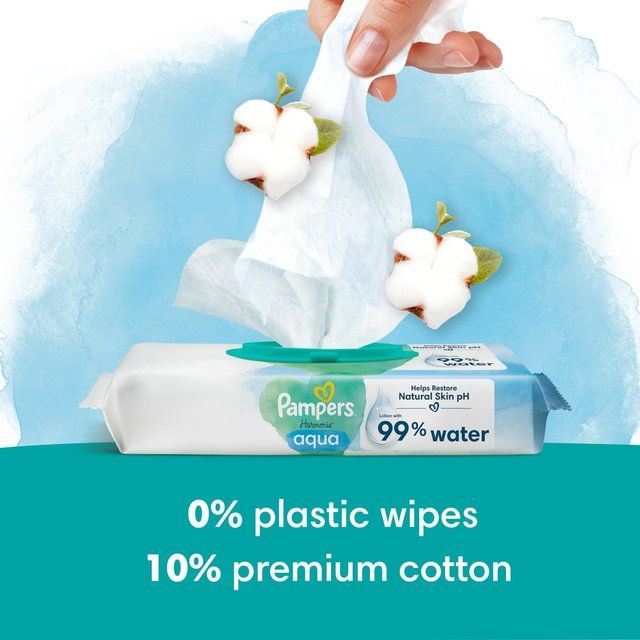 Pampers Harmonie  Aqua Plastic Free Baby Wipes X4   4 x 48 per pack GOODS M&S   