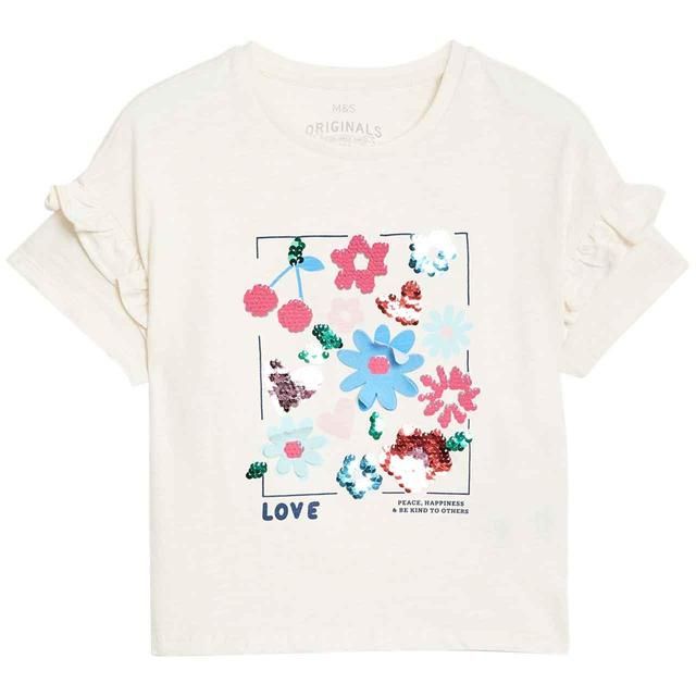 M&S Cotton Garden Tops 2-7 Years Ivory