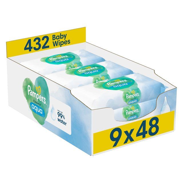 Pampers Harmonie  Aqua Plastic Free Baby Wipes X9   9 x 48 per pack