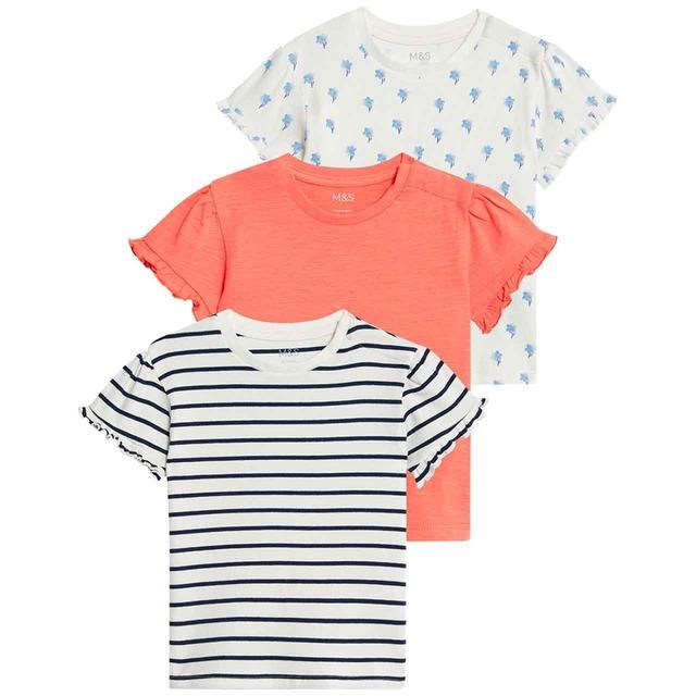 M&S Short Sleeve Frilly Tops 0-3 Years Patterned