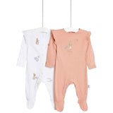 M&S 2pk Peter Rabbit Sleepsuits 0-3 Months Pink GOODS M&S   