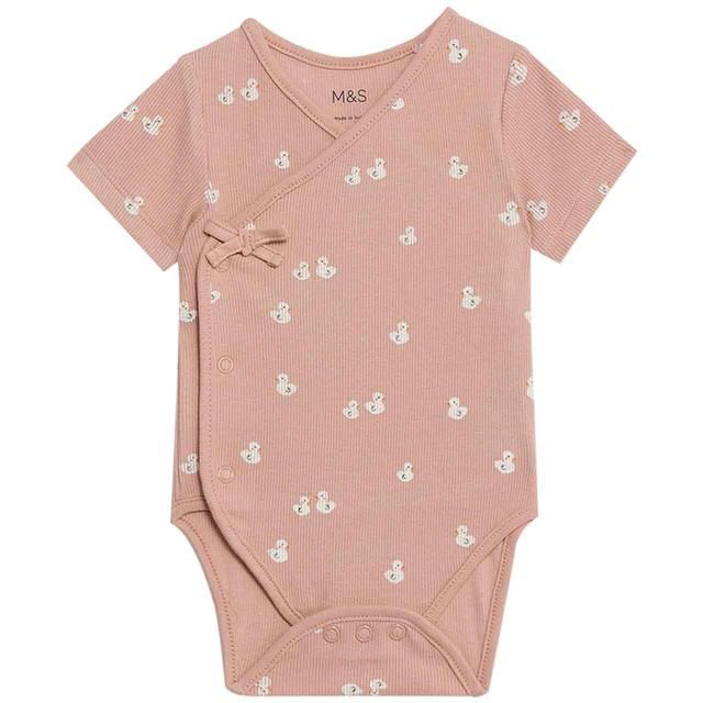 M&S Swan Wrap Bodysuits Newborn- 3 Years Rose GOODS M&S   