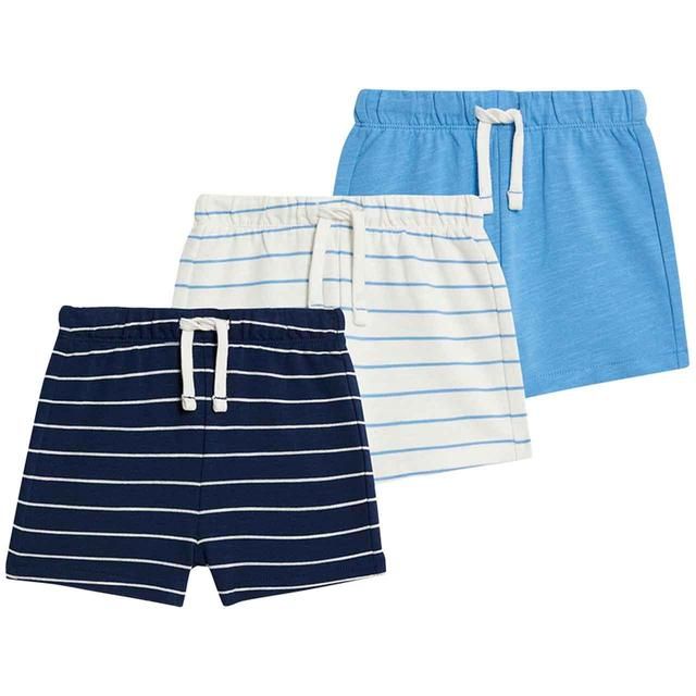 M&S Pure Cotton Striped Shorts 0-3 Years Blue