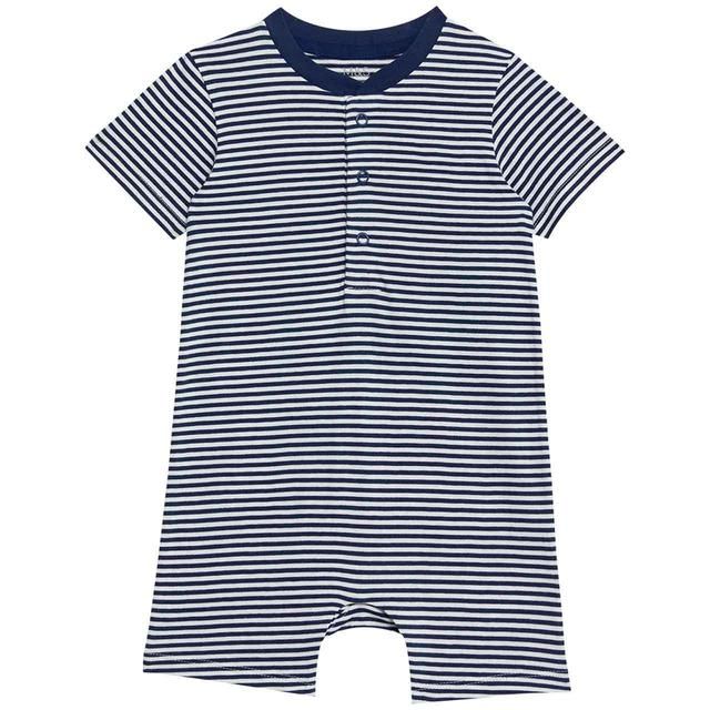 M&S Pure Cotton Striped Romper 0-3 Years Navy