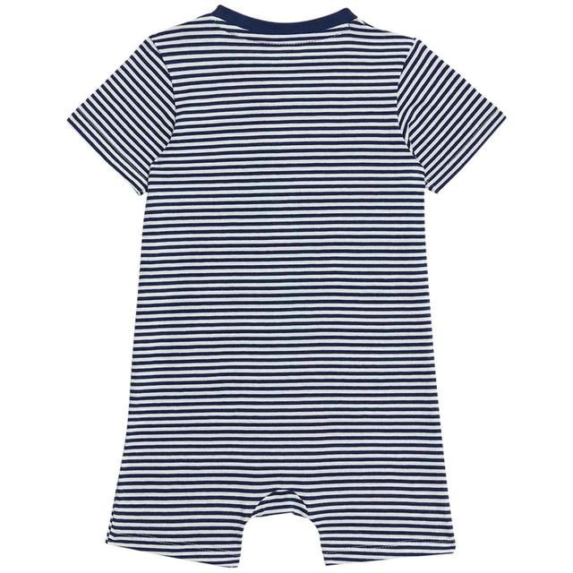 M&S Pure Cotton Striped Romper 0-3 Years Navy