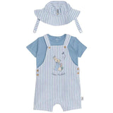 M&S Peter Rabbit Bibshorts T-Shirt & Hat Set 0-3 Years Blue GOODS M&S   