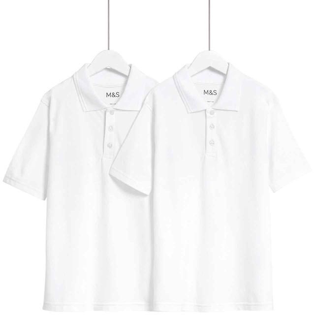 M&S Unisex Regular Polo 3-14 Years White GOODS M&S   