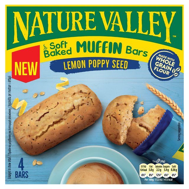 Nature Valley Muffin Bars Lemon Poppy Seed Cereal Bars   4 x 30g