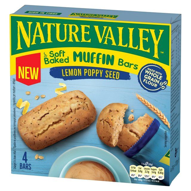 Nature Valley Muffin Bars Lemon Poppy Seed Cereal Bars   4 x 30g