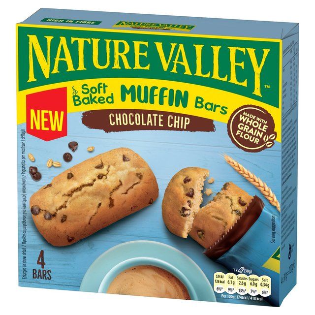 Nature Valley Muffin Bars Chocolate Chip Cereal Bars   4 x 30g