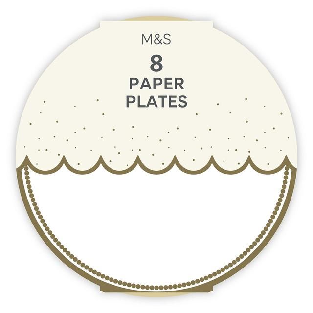 M&S White Paper Plates   8 per pack