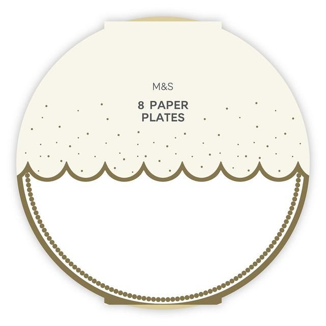 M&S White Paper Plates   8 per pack