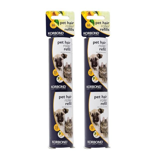 Korbond Pet Hair Roller Refill Twin Pack - 132 sheets   132 per pack