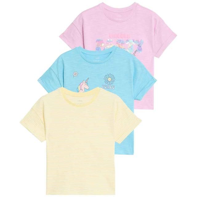 M&S Pure Cotton Unicorn T-Shirts 2-7 Years Pink