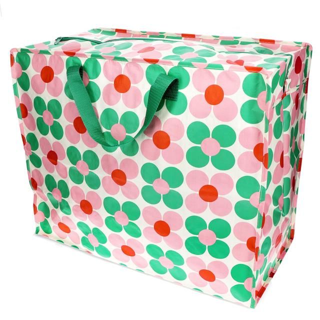 Jumbo storage bag Pink and green Daisy