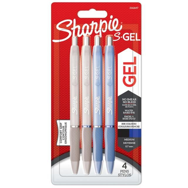 Sharpie S-Gel Gel Pens 0.7mm Black & Blue   4 per pack