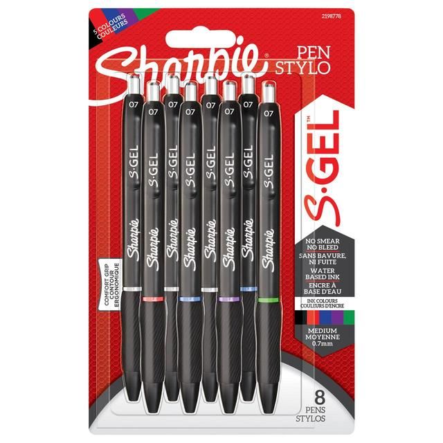 Sharpie S-Gel Gel Pens 0.7mm Assorted   8 per pack