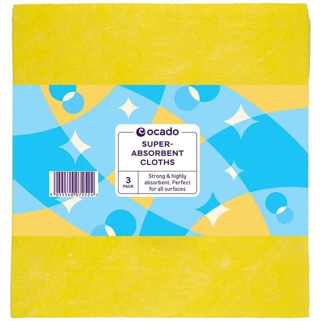 Ocado 3 Super Absorbant Cloths   3 per pack