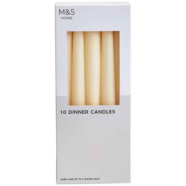 M&S Dinner Candles White 10 Pack   10 per pack