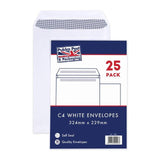 Pukka Pad - 25 Pack Envelopes - C4 White Self Seal Pocket - 324mm x 229m   25 per pack GOODS M&S   