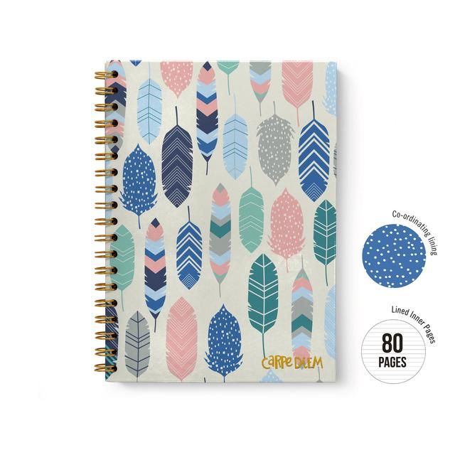 Pukka Pad - Carpe Diem B5 Spiral Hardcover Notebook Feathers